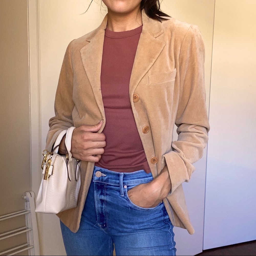 Theory Camel Velvet Blazer Size S